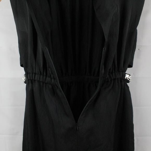 Sandro Dress 38 6 Crystal Embellished Crinkled Satin Twill Midi Party Luxury - Picture 8 of 14